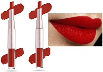 Wonholli 2 In 1 Red Long Lasting Smudge Proof Liquid Lipstick(Red, 14 ml)