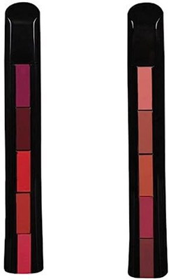 Prettify Cosmetics 5 Lipstick in 1 (Pack of 2), Matte Finish - Multicolor Red Edition(Red Edition, 7.5 g)