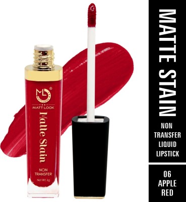 MATTLOOK Matte Stain Non Transfer Liquid Lipstick, Apple Red-06, (6g)(Apple Red, 6 g)