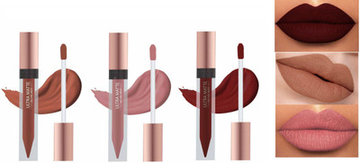 YAWI Long lasting Liquid matte Lipstick Non Transfer For Daily Use Combo pack of 3(MULTI COLOR, 18 ml)