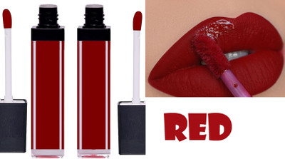 Emijun Non Transfer Professionally Longlasting Liquid Lipstick Combo Set Of 2(RED, 12 ml)