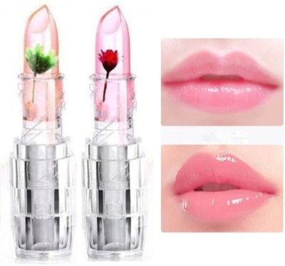 Ashyra Magic Jelly Flower Lipstick Temperature Changing Lipstick Pack of 2(Pink, 20 ml)