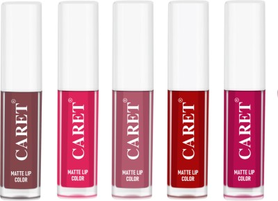 Caret Matte Liquid Lipstick For Vegan - 12 Hour Long Stay Pack of 5(Multicolor, 10 ml)