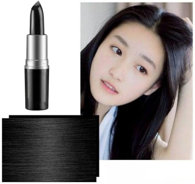 REIMICHI Hair Dye Stick Covering White Hair Modified Cream Lipstick Shape , BLACK(black, 3.8 g)