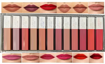 BLUSHIS Transferproof & Long Lasting Waterproof Matte Liquid Lipsticks Combo Of 12 pc(Multicolour, 70 ml)