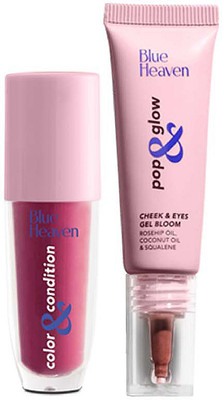BLUE HEAVEN Rise & Shine Lip Oil With Blush Combo For Rs. 110 @ 80 %