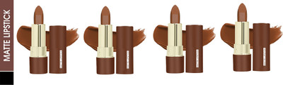 Luipui PREMIUM MATTE NON-DRYING & SMUDGE PROOF MATTE LIPSTICK PACK OF 4(COFFEE, 24 g)