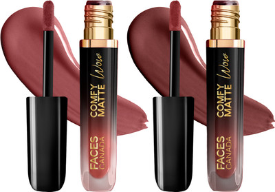 FACES CANADA Comfy Matte Wow Liquid Lipstick - The Latte Edit | Combo Set of 2 |(Choco Couture 01 + Cocoa Crush 07, 7.6 ml)