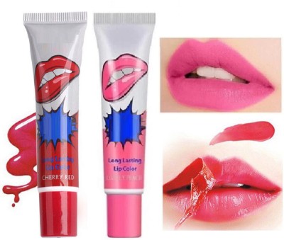 ADJD LOVELY PEACH & CHERRY RED Peel off lipstick lip gloss waterproof lipstick(LOVELY PEACH, CHERRY RED, 30 g)