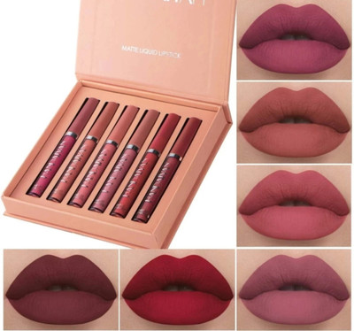 beinina Non Transfer Liquid Matte Lipsticks 6 Pcs| Long Lasting Upto 12 hours(Set A, 15 ml)