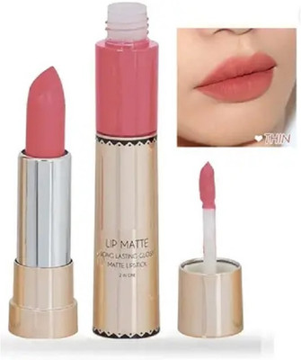Arcanuy 2 in 1 matte liquid and crayon smudge proof lipstick(peach, 8 g)