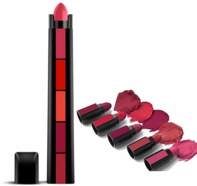 Yuency 5 multi color crayon matte non transfer lipstick water proof(multi color, 6 g)