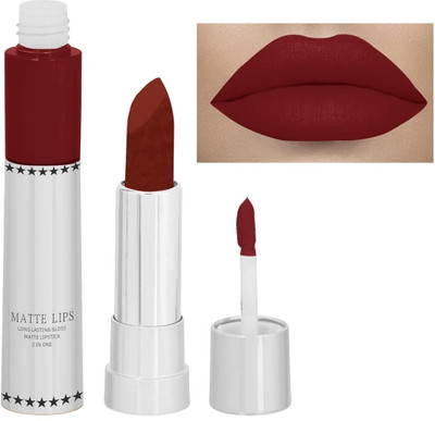 MYEONG Matte Lips 2 IN 1 Long Lasting Gloss Matte Lipstick (Bridal Maroon)(Bridal Maroon, 8 ml)