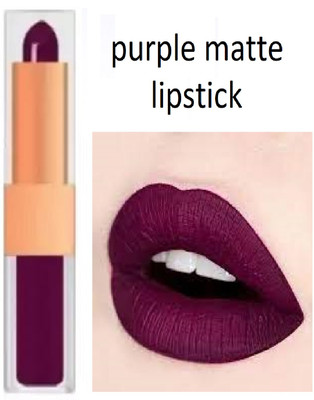 Luipui 2 in 1 purple matte finish lipstick waterproof pack of 1(purple, 6 g)