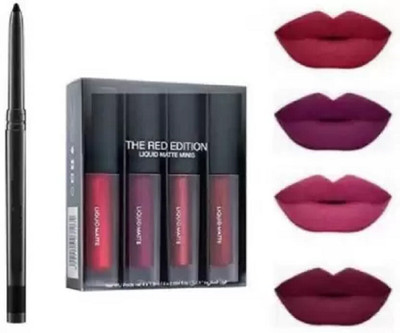 Viljoen Smudge Proof Makeup Beauty Kajal & The Red Edition Liquid Matte Lipstick(multicolor, 40 g)