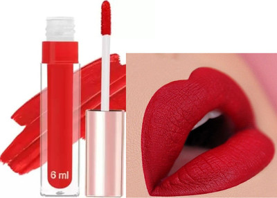 Latixmat Non Transfer Smudge Proof Longlasting Matte Lipstick(BRIGHT RED, 6 ml)