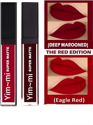 yim~mi Lipstick Combo Pack of 2 Liquid Matte Lipstick(multicolor, 18 ml)