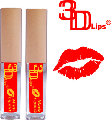 3D-LIPS Matte Me Non Transferable Liquid Lipstick Pack of 2(Red, 5 ml)