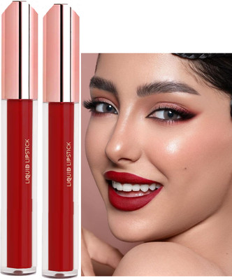 Latixmat Combo Weightless Liquid Matte Lipstick Non-Transfer Matte(RED, 6 ml)