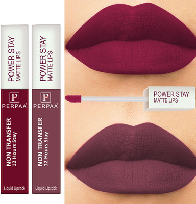 Perpaa Non Transfer Smudge Proof Longlasting Sensational Liquid Matte Lipstick(Maroon,Mauve, 8 ml)