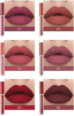 HANDAIYAN Yanqina Eyeliner 2 pc+ Handiyan Waterproof matte Liquid Lipstick Set of 6(multi shades, 15 ml)