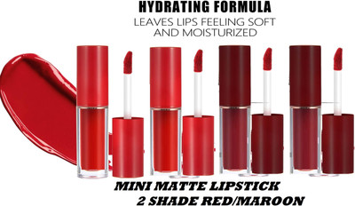 Jiwoo 4 SET MINI MATTE LIPSTICK 12 long lasting Velvet Liquid Matte(MULTICOLOUR, 16 ml)