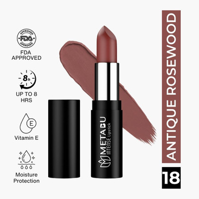 Metabu Semi Matte Lipstick Long Lasting Hydrating Vitamin E Non-Drying Comfort Finish(Antique Rosewood 18, 4.2 g)