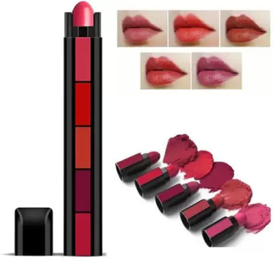 Libline 5 in 1 Pocket Matte Finish Lipstick Set (MULTI COLOR, 9 g)(MUTICOLOR, 8 g)