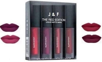 J & F Waterproof Long Lasting 4 in 1 Red Lipstick(Multicolor, 20 ml)