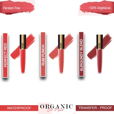 Juice Matte Lip Tint Combo L42 Shade No.: M-25, M-41, M-76(RUMPUNCH M-76, BURGUNDYBLEND M-41, PERFECTRED M-25, 12 ml)