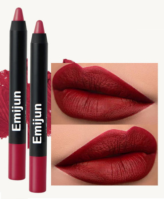 Emijun Long Lasting Non Transfer Creamy Matte Lipstick Combo(Dark Red, 7 g)
