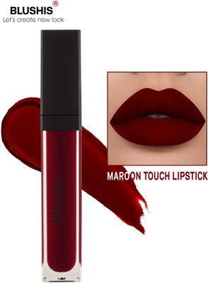 BLUSHIS Non Transfer Waterproof Longlast Matte Liquid Lipstick(Maroon, 18 ml)