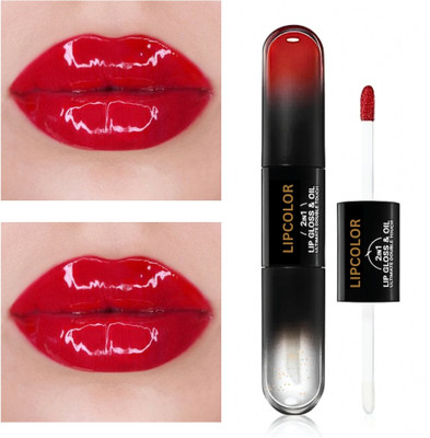 RED4 Gloss Lock 2-In-1 Liquid Lipstick|Lip Gloss Long-Lasting 1p(red, 6 ml)