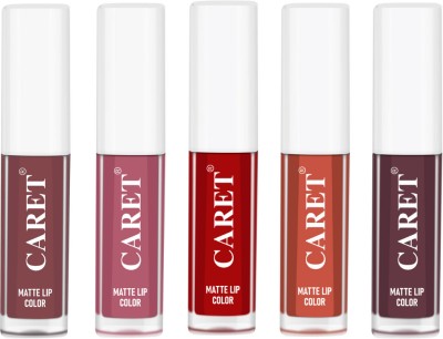 Caret Paraben Free Matte Liquid Lipstick For Natural Pack of 5(Multicolor, 10 ml)