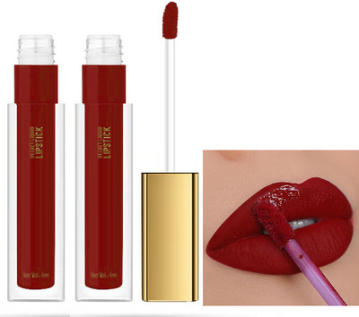 Latixmat Combo Non Transfer Waterproof Longlast Liquid Matte Lipstick Red(Red, 8 ml)