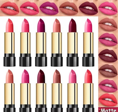 kKode beutiful shade lipstick combo colour pack of 12(multi colour, 40 ml)