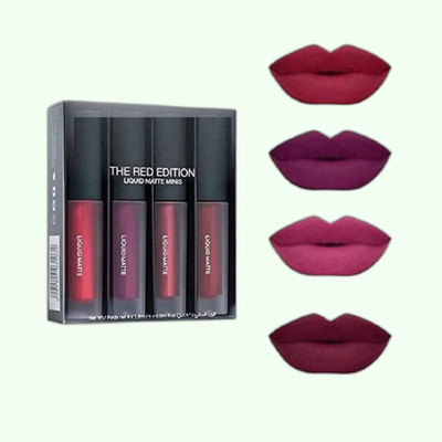 Sarbeau 4 Shades Red Lipstick 4in1 Red Edition Liquid Matte_C_184(Multi, 10 ml)
