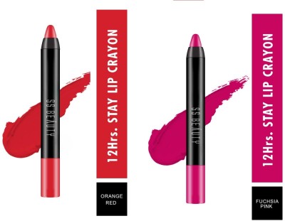 OINM SS Beauty 12 Hrs Stay Matte Lip Crayon, Orange Red + FUCHSIA PINK 3g Pack of 2(FUCHSIA PINK, ORANGE RED, 6 g)