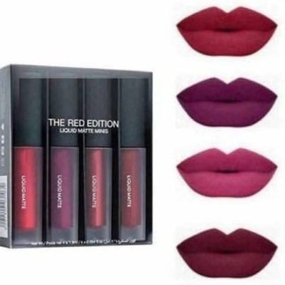 STPS Beauty Red matte liquid lipstick multi colour waterproof pack of 1 pec of 4(Multicolour, 20 ml)