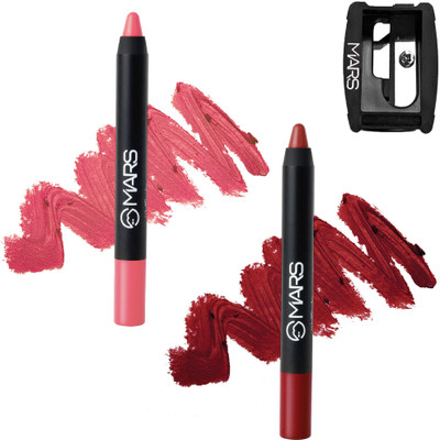 MARS Transfer Proof Matte Lip Crayon With Sharpner(No Filter & I Am Beautiful, 7 g)