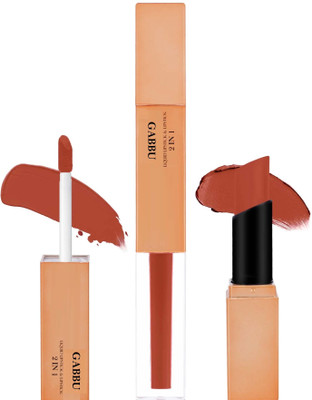GABBU 2 IN 1 MATTE LIQUID AND CRAYON LIPSTICK LONG LASTING PEACHY BROWN(peachy brown, 7 ml)
