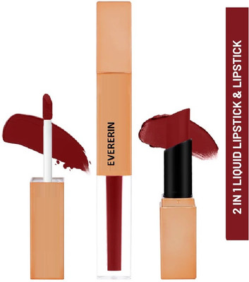 EVERERIN Lipstick 2 in 1 Pack Smudgeproof, Hydrating & Lightweight BOLD RED LIPSTICK(CHERRY RED, 3.8 ml)