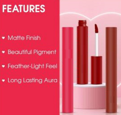 Luipui finish long lasting color lipstick for matte look pack of 4(RED, 24 ml)