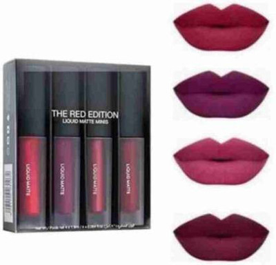 Pas Huda Mini Matte Liquid Lipstick Red Edition 4 (Red, 4.1 ml)(RED, 4.1 ml)