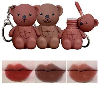 Ashyra Premium Waterproof Teddy Bear Keychain Lipstick (Pack of 3)(Multicolour, 5.8 ml)