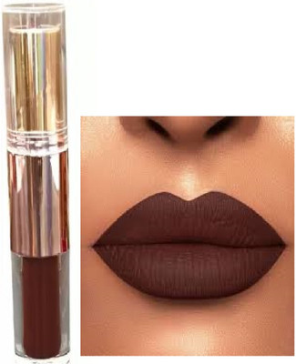Luipui trending 2 in 1 dark brown matte lipstick long lasting waterproof pack of 1(BROWN, 6 ml)