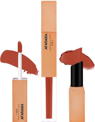 AFARAXIA MATTE FINISH PEACH BROWN LONG LASTING AND WATERPROOF LIPSTICK(PEACH BROWN, 7 ml)