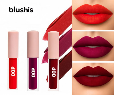 BLUSHIS OOP Long-Lasting | Matte Liquid Lipstick | Smudgeproof | Set – 3 Shades(RED TWIST, Epic Magenta, MAROON KISS, 12 ml)