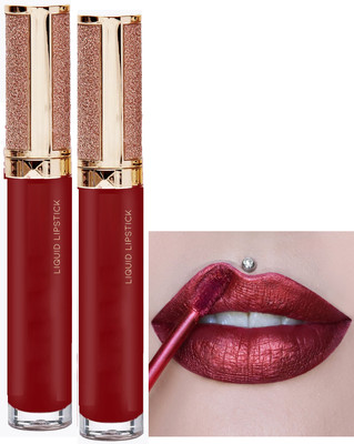 tanvi27 Combo Metallic Liquid Long Lasting Full-Coverage Chilly red Lipstick(Chilly red, 16 ml)