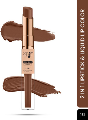 RED4 Double Matt Two In One Liquid Lipstick and Lipstick | Long Lasting Stay(131, 8 g)
